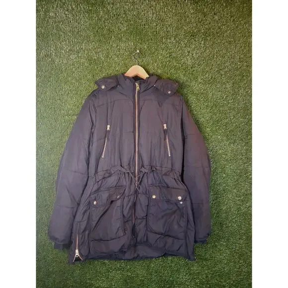 J.Crew Chateau Puffer Jacket Women's Large Black PrimaLoft Insulated Hooded Coat - Picture 2 of 13